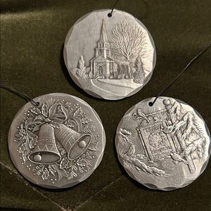 Charming Silver Holiday Ornament Trio